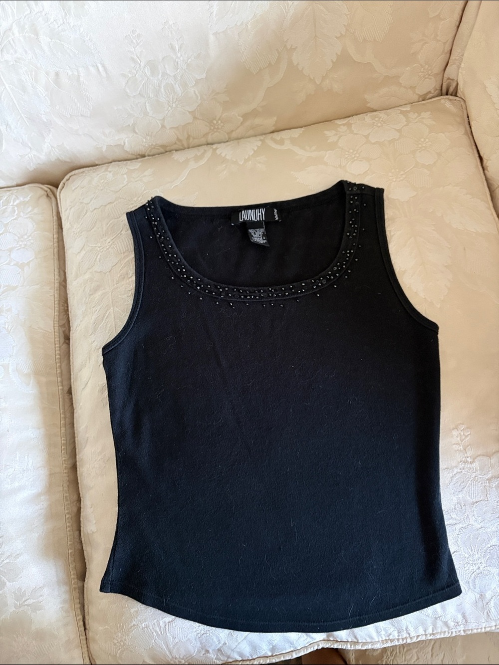 Laundry By Shelli Segal Black Tank with Beaded Neckline